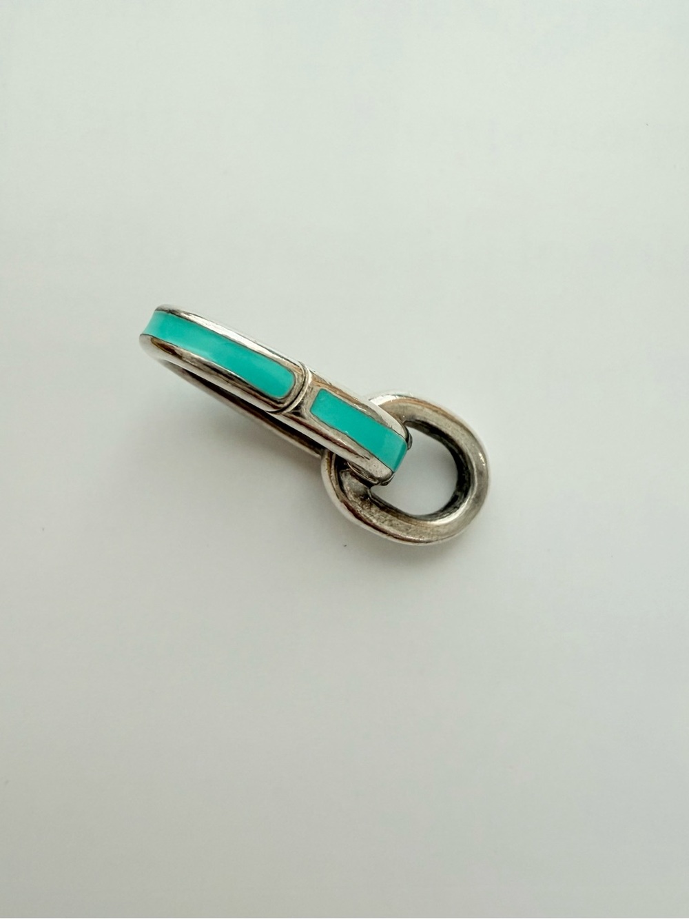 Tiffany Co Oval Clasping Link Blue Enamel Charm or Bracelet Necklace Extender